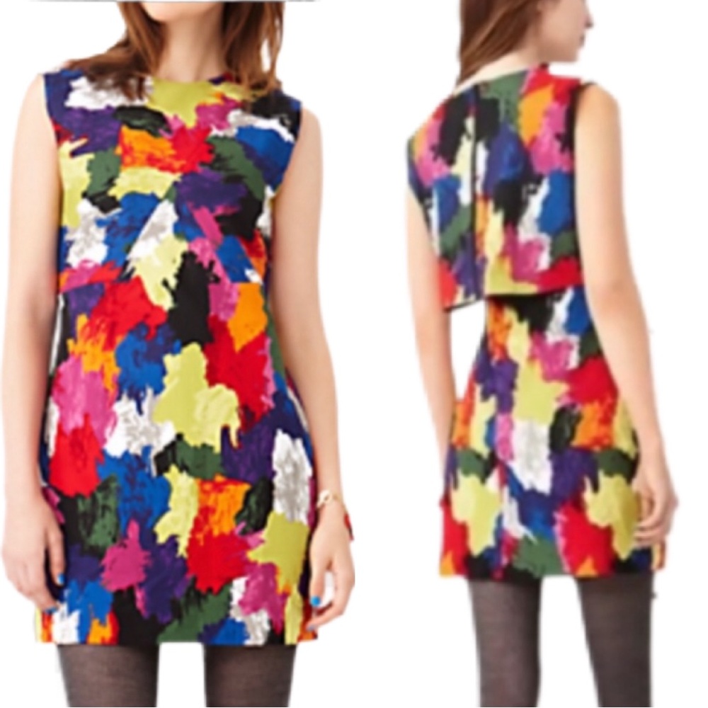 Kate Spade Saturday Multicolor Paint Mod Sleeveless Shift Dress Size 2